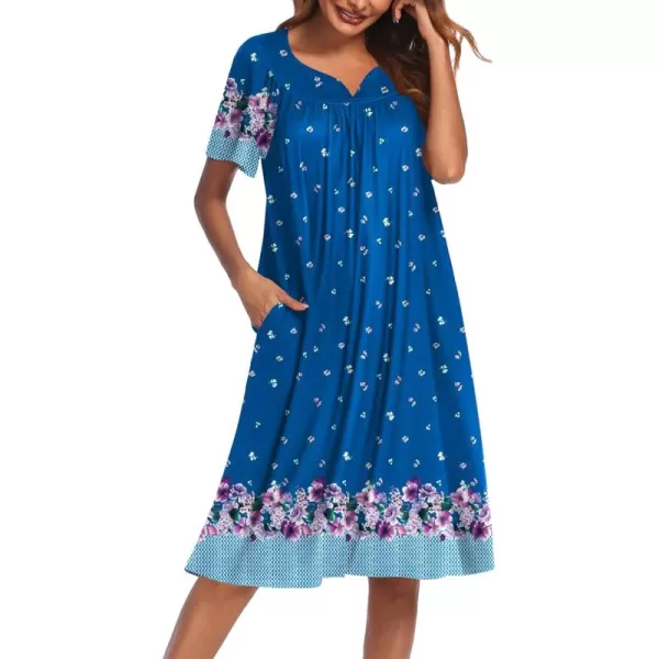 Ekouaer Womens House Dress with PocketsTeal Floral Paisley