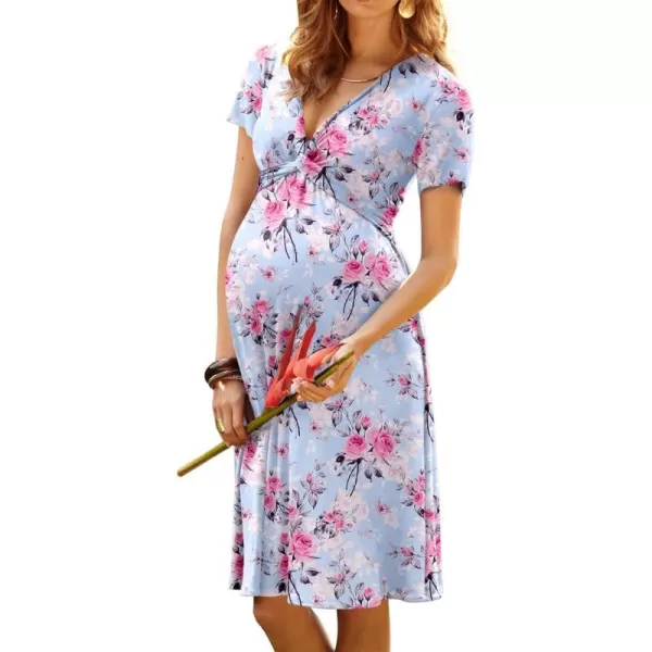 Ekouaer Womens Maternity Dress Floral Nursing DressBlue