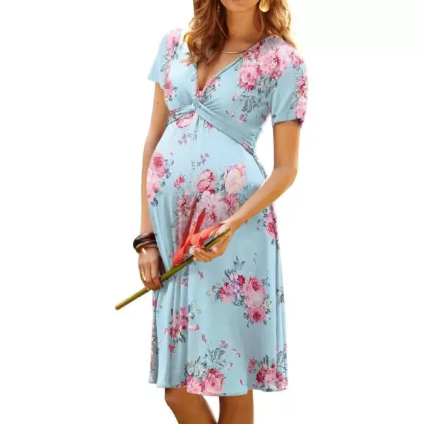 Ekouaer Womens Maternity Dress Floral Nursing DressSky Blue