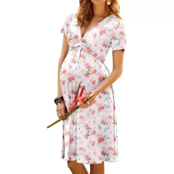 Ekouaer Womens Maternity Dress Floral Nursing DressWhite Flowers