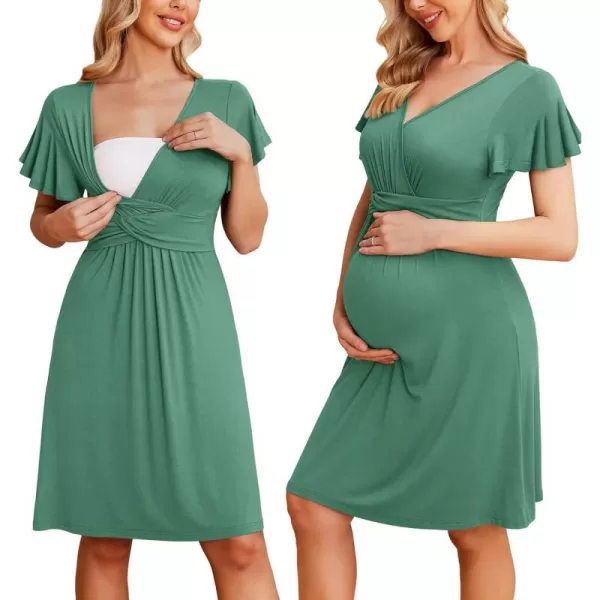 Ekouaer Womens Maternity Dress Short Sleeve VNeck Nursing Dresses Pregnancy Clothes SXXLMint Green