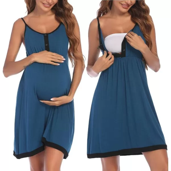 Ekouaer Womens Maternity Nightgowns Sleeveless Nursing Sleepwear Postpartum Nightgowns for Women Breastfeeding SXXLBlue Green