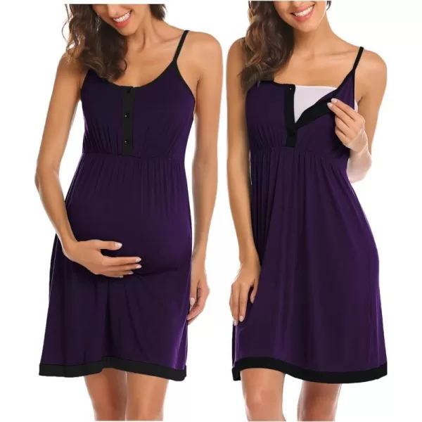 Ekouaer Womens Maternity Nightgowns Sleeveless Nursing Sleepwear Postpartum Nightgowns for Women Breastfeeding SXXLDeep Purple