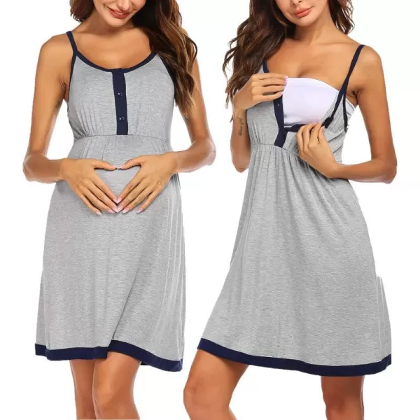 Ekouaer Womens Maternity Nightgowns Sleeveless Nursing Sleepwear Postpartum Nightgowns for Women Breastfeeding SXXLLight Grey