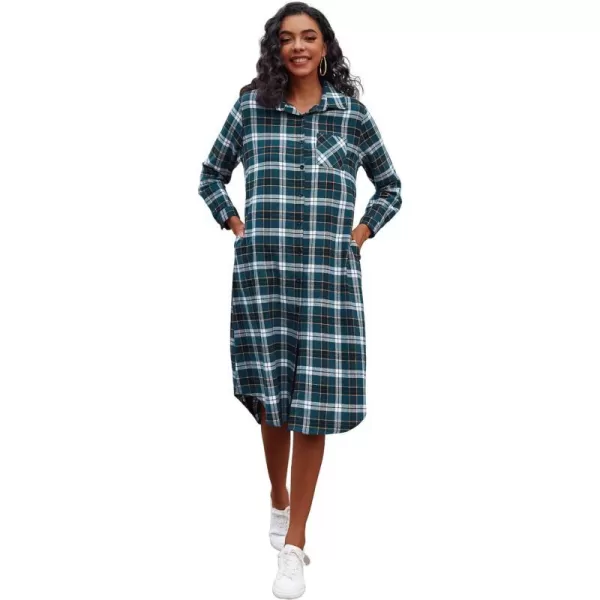 Ekouaer Womens Nightgown Plaid Flannel Warm Cotton Christmas Nightgown Sleep Shirt ButtonFront Nightshirt SleepwearBlue 23