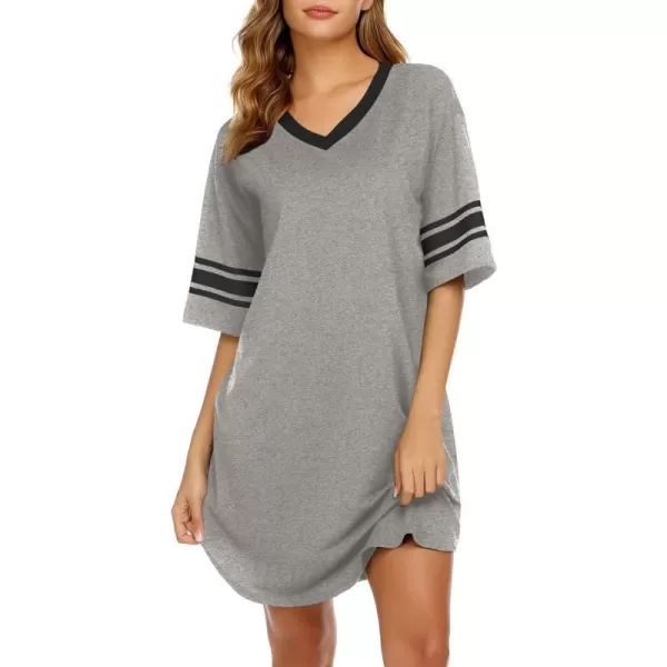 Ekouaer Womens Nightgown Short Sleeve SleepshirtASolid color Agrey