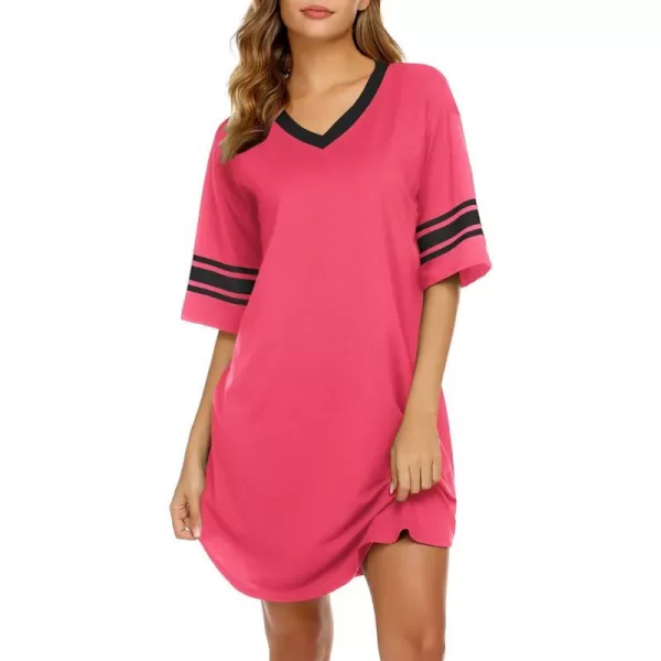 Ekouaer Womens Nightgown Short Sleeve SleepshirtAacoral