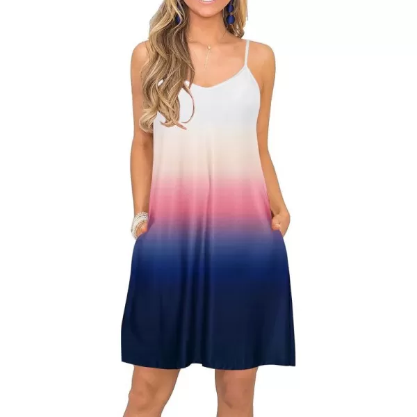 Ekouaer Womens Nightgown Sleeveless V Neck Nightdress Full Slip Print Sleep Dress With PocketsGradient