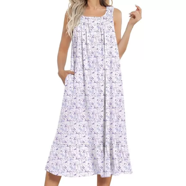 Ekouaer Womens Nightgowns Long Sleeveless Night gown with Pockets Soft Ladies NightdressFloral 4