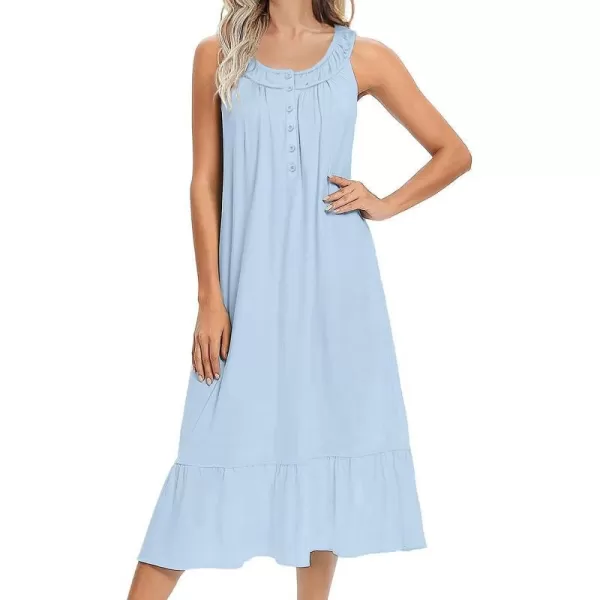 Ekouaer Womens Nightgowns Long Sleeveless Night gown with Pockets Soft Ladies NightdressLight Blue