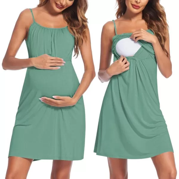 Ekouaer Womens Nursing Nightgown Maternity Dress Breastfeeding Gown Full Slips SleepwearAqua