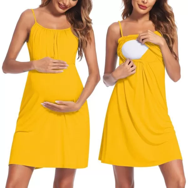 Ekouaer Womens Nursing Nightgown Maternity Dress Breastfeeding Gown Full Slips SleepwearYellow