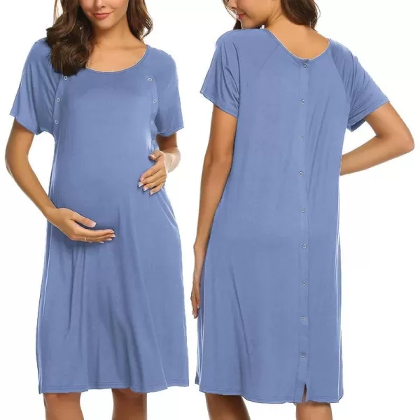 Ekouaer Womens NursingDeliveryLaborHospital Nightdress Short Sleeve Maternity Nightgown with Button SXXLLavender