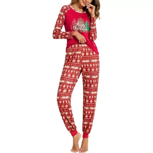 Ekouaer Womens Pajama Set Christmas Pjs Long Sleeve Print Tops and Pajamas Pants Soft Sleepwear SetPat10christmas Tree3