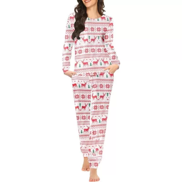 Ekouaer Womens Pajama Set Long Sleeve Sleepwear Star Print Nightwear Soft Pjs Lounge Sets with PocketsRed Elkchrismas