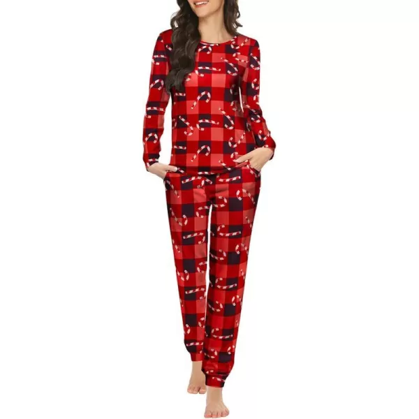 Ekouaer Womens Pajama Set Long Sleeve Sleepwear Star Print Nightwear Soft Pjs Lounge Sets with PocketsRed Plaid2