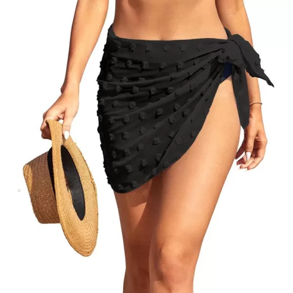 Ekouaer Womens Sarong Swimsuit Cover Ups Bathing Suit Coverups Chiffon Beach Wrap Skirts S3XLCSwiss dot Swiss Dotblack