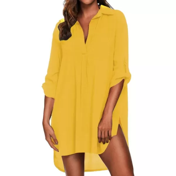 Ekouaer Womens Swimsuit Beach Cover Up Shirt Bikini Beachwear Bathing Suit Beach DressYellow