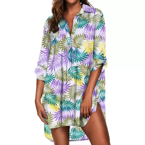 Ekouaer Womens Swimsuit Beach Cover Up Shirt Bikini Beachwear Bathing Suit Beach DressZw528tropical Print