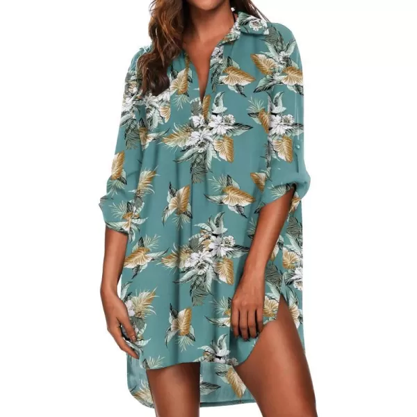 Ekouaer Womens Swimsuit Beach Cover Up Shirt Bikini Beachwear Bathing Suit Beach DressZw529tropical Print