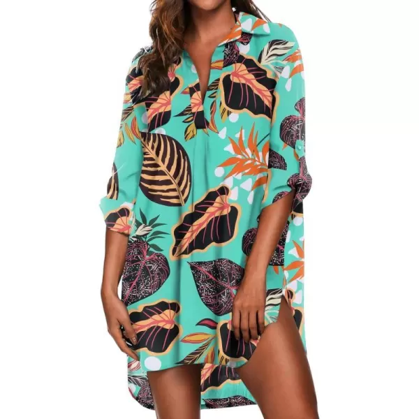 Ekouaer Womens Swimsuit Beach Cover Up Shirt Bikini Beachwear Bathing Suit Beach DressZw532tropical Print