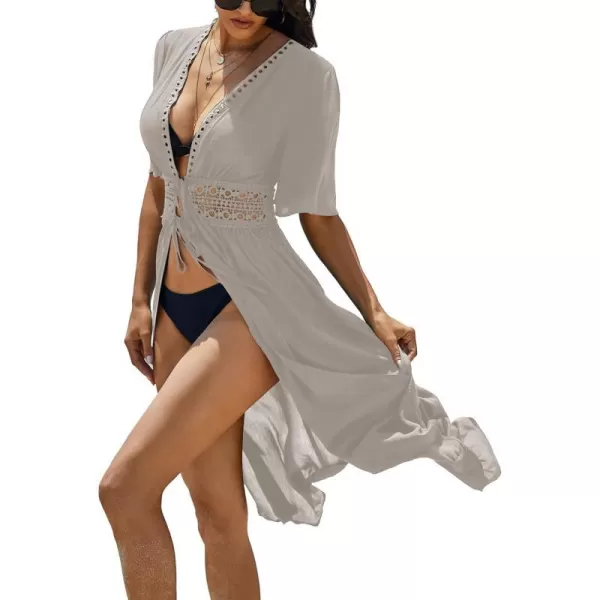 Ekouaer Womens Swimwear Cover Ups Sexy Open Front Beach Bikini Swimsuit Kimono Cardigan Cover Up Long Flowy BeachwearKhaki