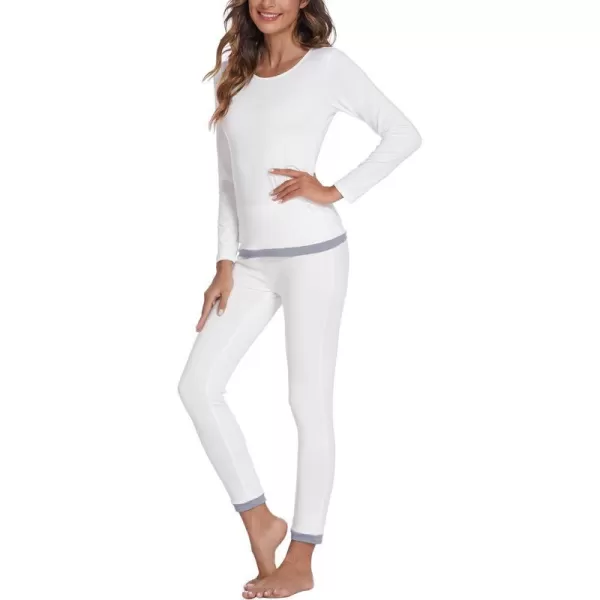 Ekouaer Womens Thermal Underwear Sets Long Johns Base Layer Lightweight Thermals 2 Pieces SetWhite