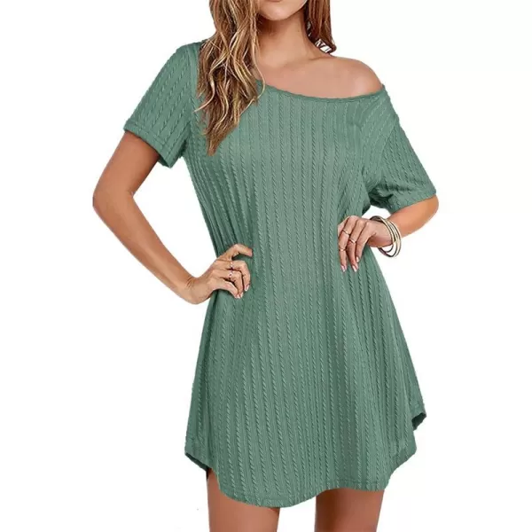 Ekouaer Womens Tshirt Nightgown Rib Knit Sleep Shirt Short Sleeve Casual Nightshirt Pajama DressMint Green