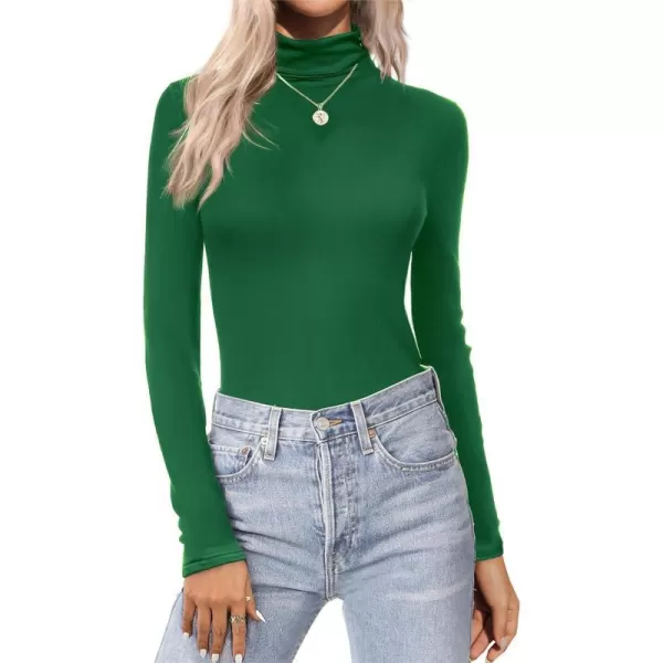 Ekouaer Womens Turtleneck Long Sleeve Shirts Lightweight Base Layer Solid Slim Fit TopsSXXLGreen