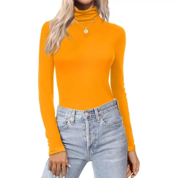 Ekouaer Womens Turtleneck Long Sleeve Shirts Lightweight Base Layer Solid Slim Fit TopsSXXLOrange