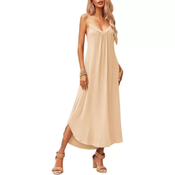 EkouaernbspWomensnbspSoft Sleeveless LongnbspNightgownsBeige