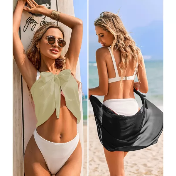 Ekouaer 2 Pieces Women Beach Sarongs Sheer Cover Ups Chiffon Bikini Wrap Skirt for Swimwear SXXLBlackLight Khaki