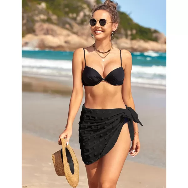 Ekouaer 2 Pieces Women Beach Sarongs Sheer Cover Ups Chiffon Bikini Wrap Skirt for Swimwear SXXLBlackPink Dot