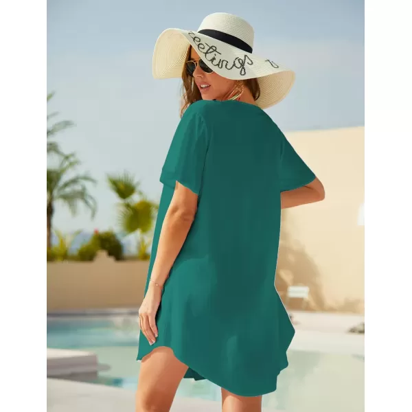 Ekouaer Swimsuit Cover Ups for Women Lace Crochet VNeck Bikini Beach Coverups Dress for Swimwear Bathing Suit00deep Green