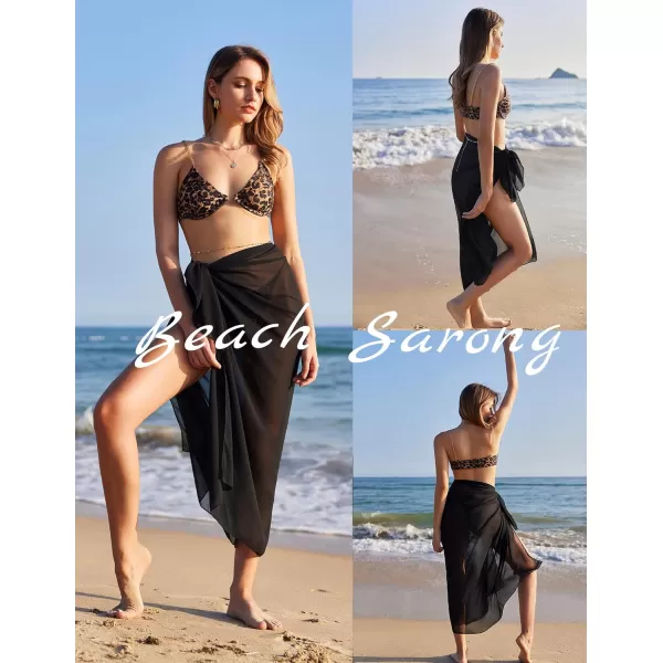 Ekouaer Women Sarong Swimsuit Coverups Chiffon Long Bikini Wraps Sheer Beach Bathing Suit Cover UpBlack