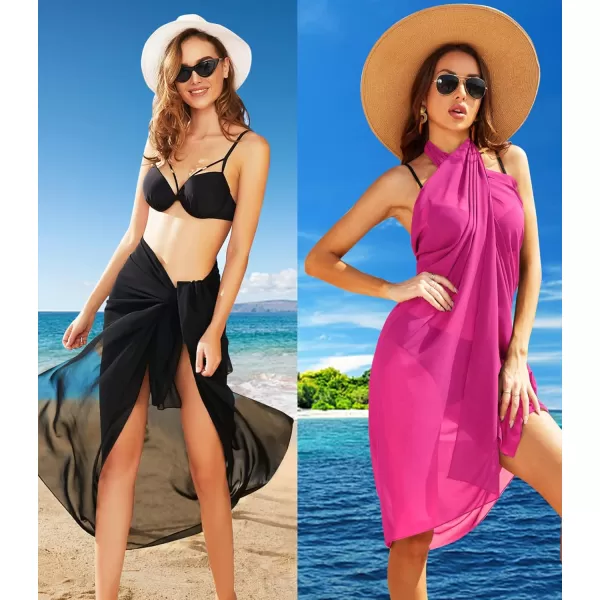 Ekouaer Women Sarong Swimsuit Coverups Chiffon Long Bikini Wraps Sheer Beach Bathing Suit Cover UpBlackpink