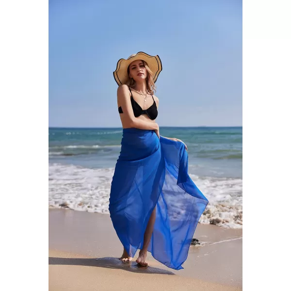 Ekouaer Women Sarong Swimsuit Coverups Chiffon Long Bikini Wraps Sheer Beach Bathing Suit Cover UpBlue