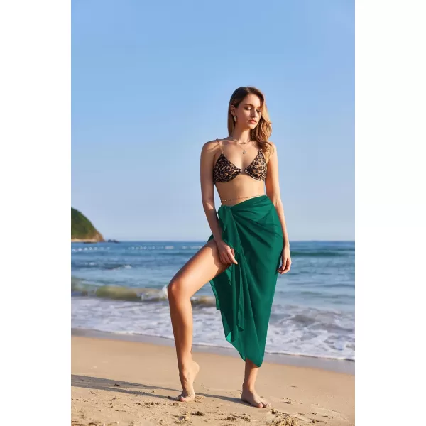 Ekouaer Women Sarong Swimsuit Coverups Chiffon Long Bikini Wraps Sheer Beach Bathing Suit Cover UpDark Green