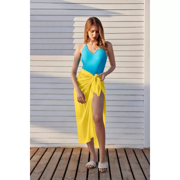 Ekouaer Women Sarong Swimsuit Coverups Chiffon Long Bikini Wraps Sheer Beach Bathing Suit Cover UpGolden