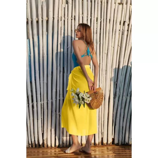 Ekouaer Women Sarong Swimsuit Coverups Chiffon Long Bikini Wraps Sheer Beach Bathing Suit Cover UpGolden