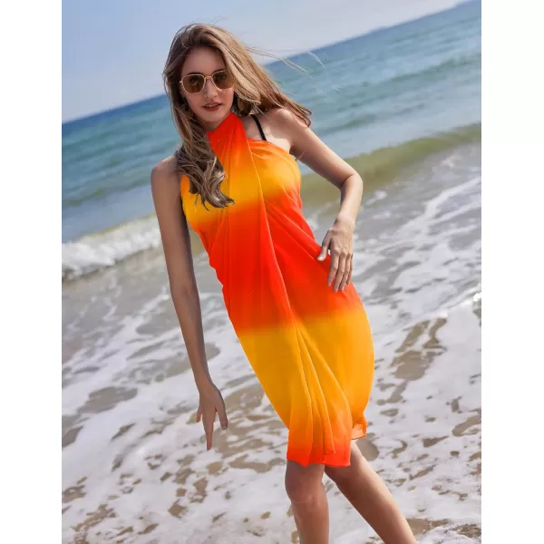 Ekouaer Women Sarong Swimsuit Coverups Chiffon Long Bikini Wraps Sheer Beach Bathing Suit Cover UpGradientorange