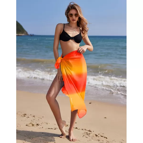 Ekouaer Women Sarong Swimsuit Coverups Chiffon Long Bikini Wraps Sheer Beach Bathing Suit Cover UpGradientorange