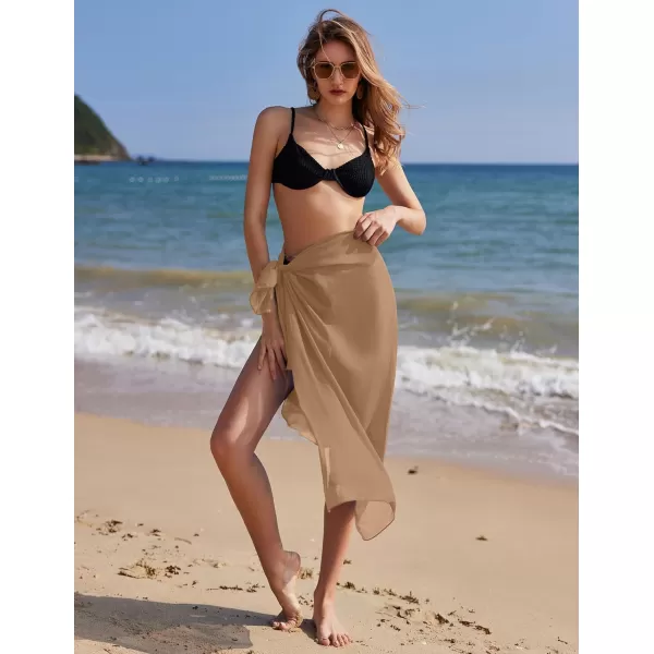 Ekouaer Women Sarong Swimsuit Coverups Chiffon Long Bikini Wraps Sheer Beach Bathing Suit Cover UpKhaki