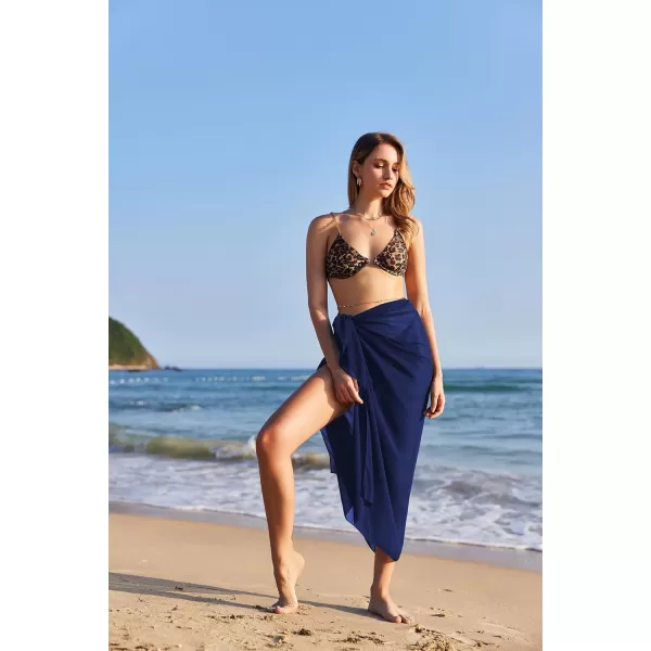 Ekouaer Women Sarong Swimsuit Coverups Chiffon Long Bikini Wraps Sheer Beach Bathing Suit Cover UpNavy Blue
