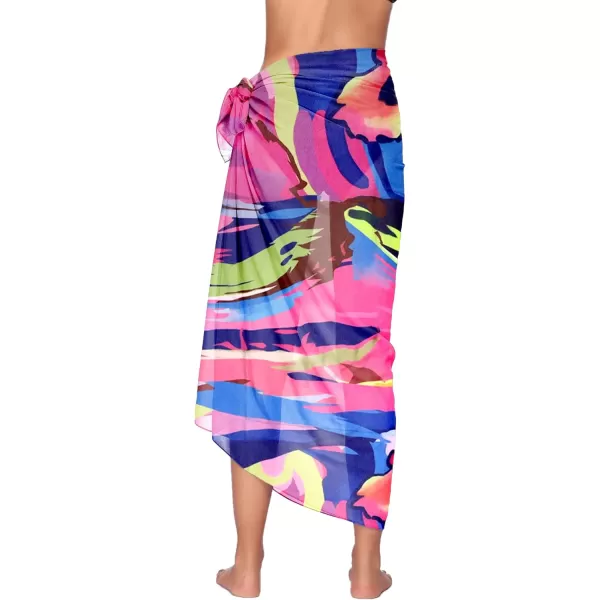 Ekouaer Women Sarong Swimsuit Coverups Chiffon Long Bikini Wraps Sheer Beach Bathing Suit Cover UpPat 13