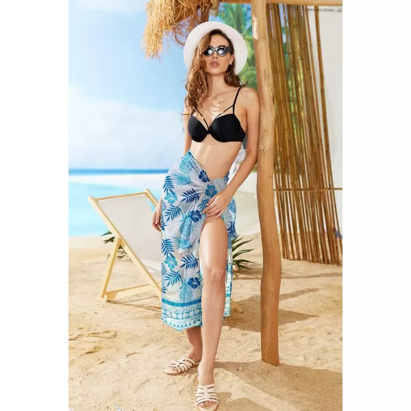 Ekouaer Women Sarong Swimsuit Coverups Chiffon Long Bikini Wraps Sheer Beach Bathing Suit Cover UpPat 30