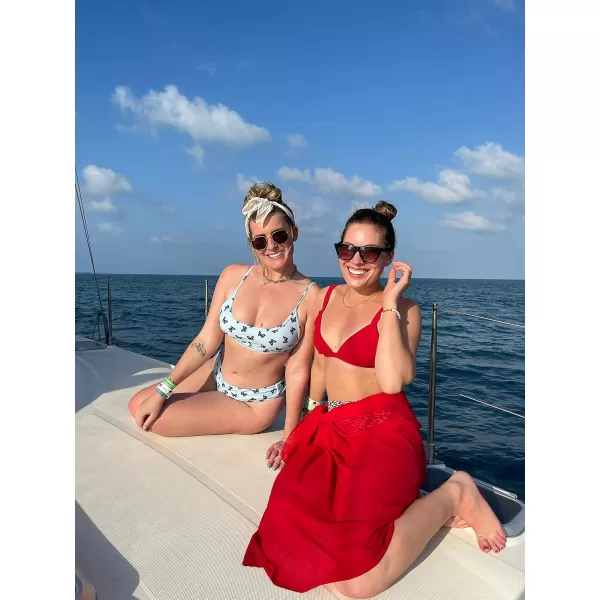 Ekouaer Women Sarong Swimsuit Coverups Chiffon Long Bikini Wraps Sheer Beach Bathing Suit Cover UpRed