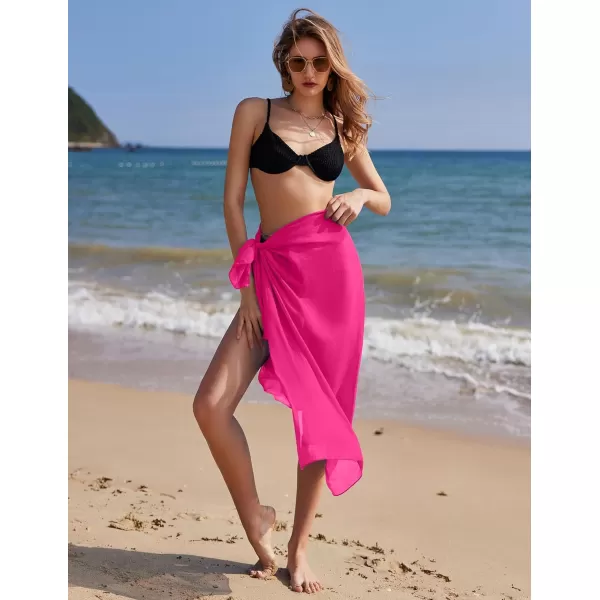 Ekouaer Women Sarong Swimsuit Coverups Chiffon Long Bikini Wraps Sheer Beach Bathing Suit Cover UpRose Red 2