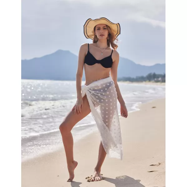 Ekouaer Women Sarong Swimsuit Coverups Chiffon Long Bikini Wraps Sheer Beach Bathing Suit Cover UpSwiss Dotblack and White