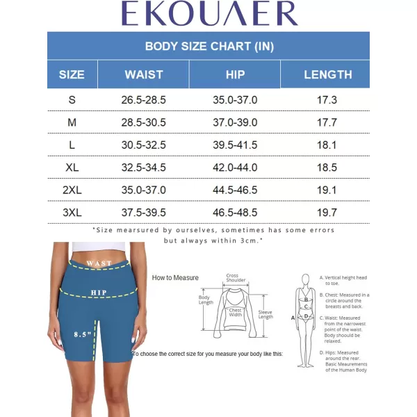 Ekouaer Womens 85quot Board Shorts High Waisted Swimsuit Bottoms Cross Waist Beach Surf Swimwear with Pocket S3XLDark Blue